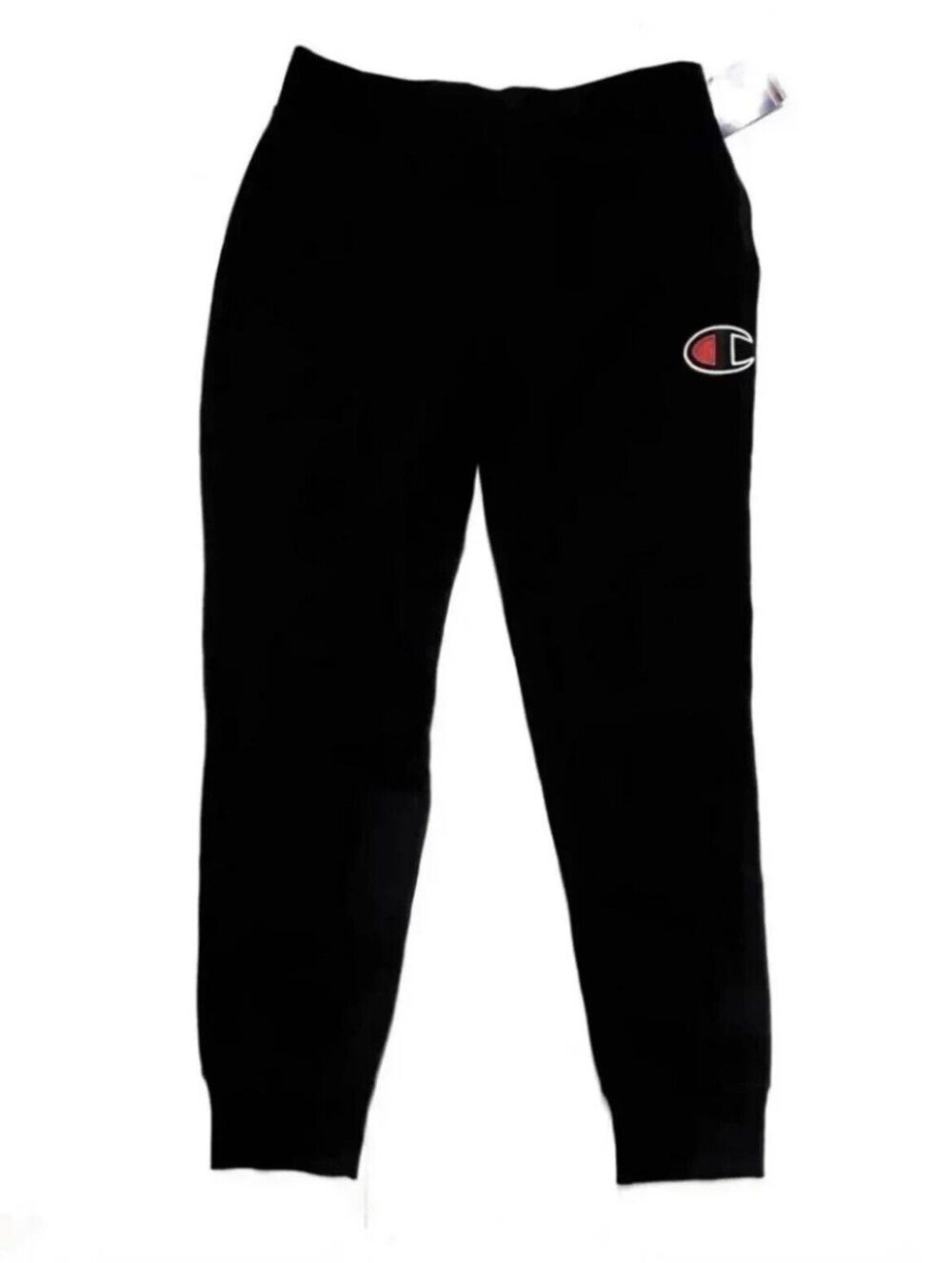 Champion Big C Logo Joggers Sweatpants Mens Size L Large BLACK
